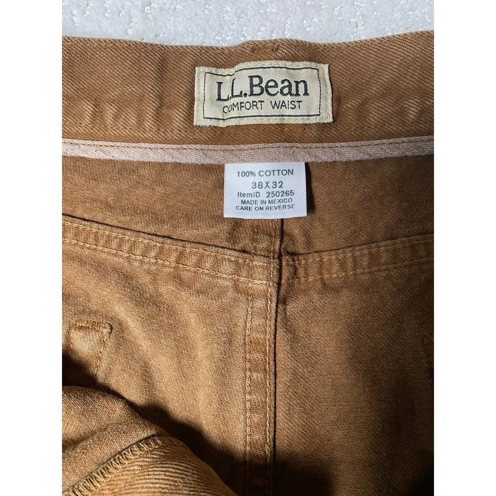 LL Bean Comfort Waist Relaxed Fit Khaki Pants Men's 38x32 Measured 36x30 Brown